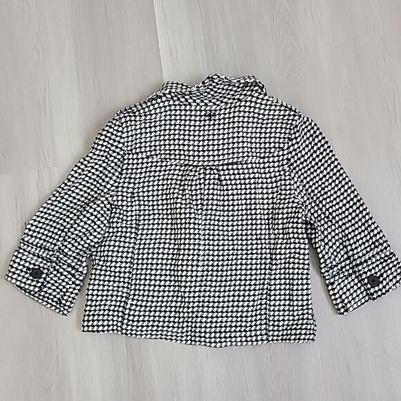 Roxy Black and White Checkered Blazer with 3/4 Sleeves - Picture 5 of 7